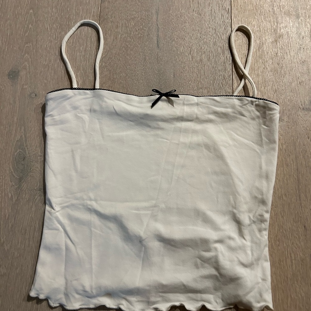 Bershka Cream Camisole with Black Trim